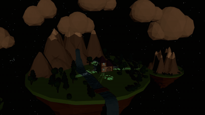 Picture of Cinema 4D Low Poly Animation - Floating Islands at night