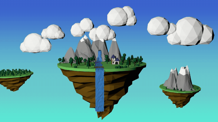 Picture of Cinema 4D Low Poly Animation - Floating Islands